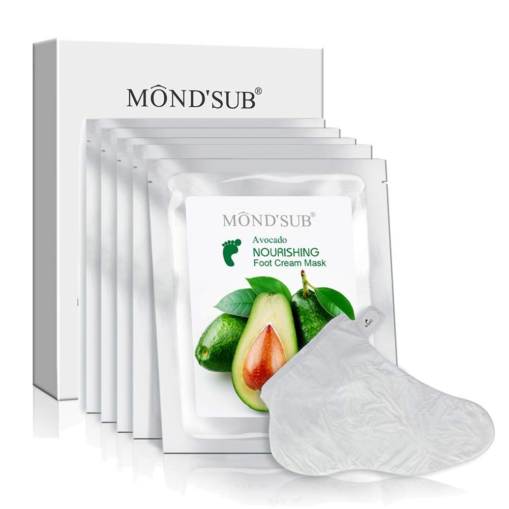 [5 Pairs] MOND'SUB Moisturizing Feet Masks &amp; Avocado Oil Moisturizing Organic - Baby Feet Hydrating Mask for Dry Skin - Instantly Healing Dry Cracked Feet With Natural Oil