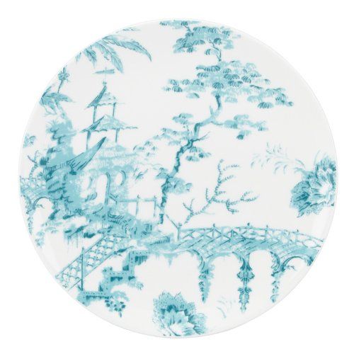 SCALAMANDRE BY LENOX TOILE TALE TEAL Accent plate