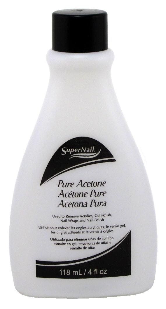 Super Nail 4 Ounce Pure Acetone Polish Remover (Clear) (118ml) (3 Pack)