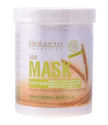 Salerm Cosmetics WHEAT GERM Capillary Mask, Provitamins B5 for Dry Hair (33.7 oz / 1000 ml - LARGE liter size)