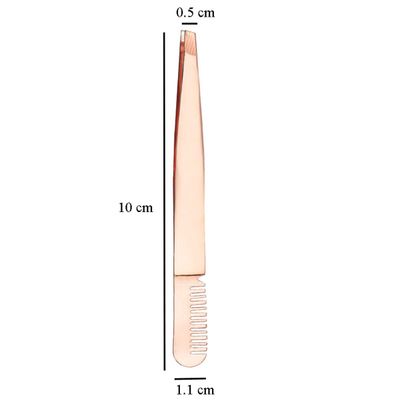 2 Pieces Multifunctional Eyebrow Tweezers with Eyebrow Comb False Eyelashes Applicator Tool Makeup Grooming Tool for Eyebrows or Facial Hair?Rose Gold?