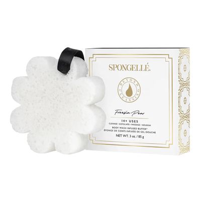 Spongelle Freesia Pear Wild Flower Buffer Body Scrubber with Box | Bath &amp; Shower Loofah for Women | Exfoliator with Body Wash Infused | 14+ uses