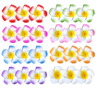 24 Pack Hawaiian Flower Hair Clips, 2.5 Inch Plumeria Foam Hair Accessories Clip for Women, Hawaii Tropical Party Decorations, Beach Pool Vacation Outfit, Luau Party Supplies favors, Bridal Wedding