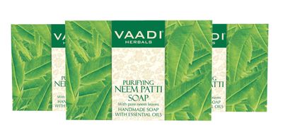 Vaadi Herbals Neem Soap (Neem Leaves Bar Soap), ALL Natural - Each 2.65 Ounces - Pack of 3 (8 Ounces)