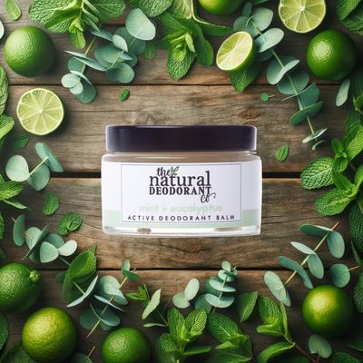 The Natural Deodorant Co, Active Deodorant Balm Mint &amp; Eucalyptus 55g, Aluminium Free, Plastic Free, Extra Strength