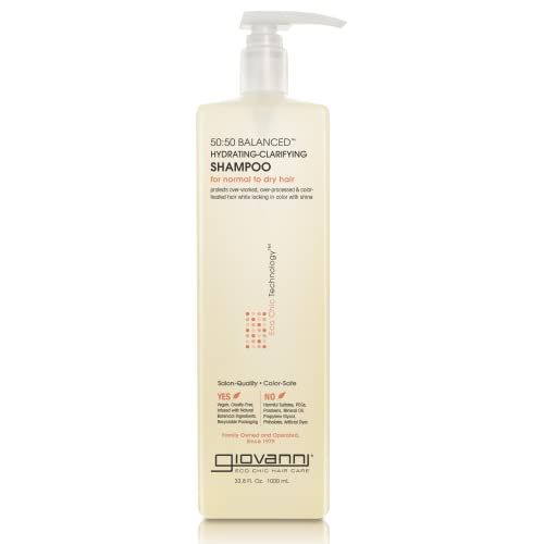 GIOVANNI 50:50 Balanced Hydrating Clarifying Shampoo, 33.8 oz. Leaves Hair pH Balanced &amp; Clean, Ideal for Over-Processed, Stressed Hair, Can Use Daily, Sulfate &amp; Paraben Free (Pack of 1)