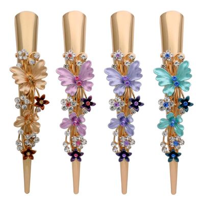 Fashion & Lifestyle Set of 4 Large Metal Alloy Alligator Sectioning Clips for Women and Girls - Pretty Strong Clamp Hair Pins Non-Slip Hair Grips Accessories for Thick Hair, Gold