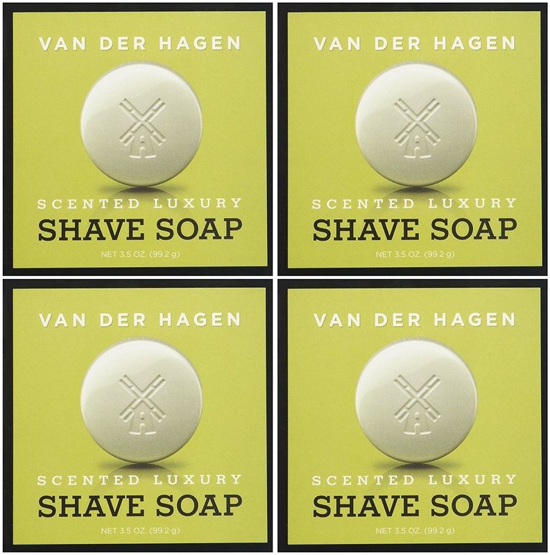 Van Der Hagen Men's Luxury Scented Shave Soap, 3.5 Ounce (Pack of 4)