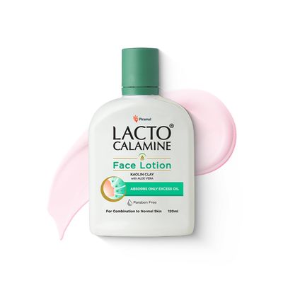 Lacto Calamine Face Moisturizing Lotion for Normal to Combination Skin | Excess Oil Absorbing &amp; Pore Refining Moisturizer | Mattifying &amp; Non Greasy | 4.06 Fl Oz/120ml