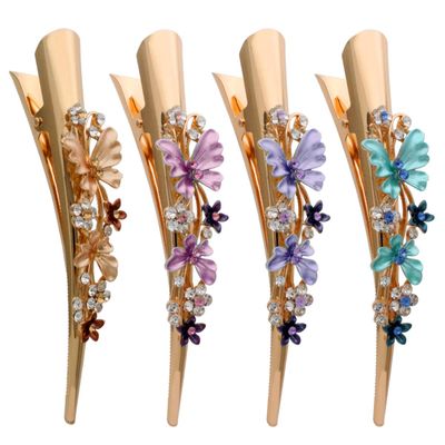 Fashion &amp; Lifestyle Set of 4 Large Metal Alloy Alligator Sectioning Clips for Women and Girls - Pretty Strong Clamp Hair Pins Non-Slip Hair Grips Accessories for Thick Hair, Gold