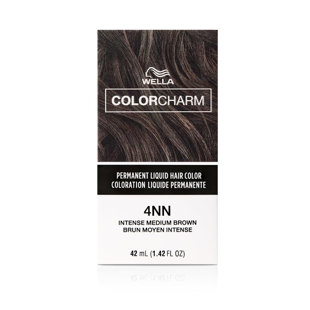 COLORCHARM Permanent Liquid Hair Color for Gray Coverage| 4NN Intense Med Brown | 1.4 Fl Oz