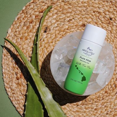 Absolutely Natural - 100% Pure Aloe Vera Cooling Gel - Lotion for Sunburn Relief &amp; Rashes - Premium Sun Care with Vitamin E, Eucalyptus - 6 oz