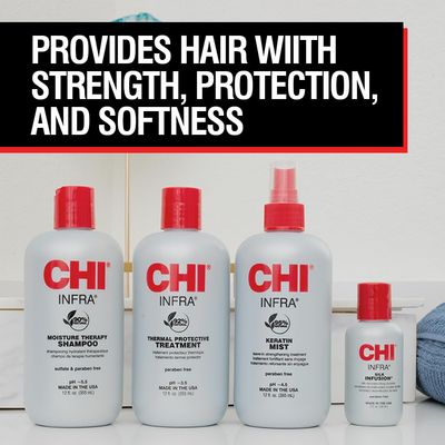 CHI Infra Thermal Protective Treatment, Hair Serum For Protecting Color &amp; Adding Superior Shine &amp; Softness, Hydrating Formula, Sulfate-free, 12 Oz