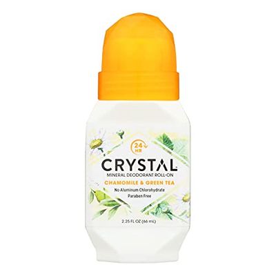 Crystal Essence Mineral Deodorant, Roll-On Chamomile and Green Tea, 2.25 Fl Oz (Pack of 1) (31661)