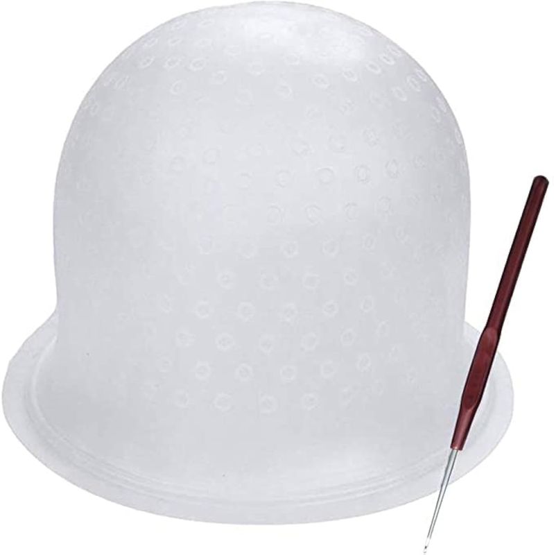 Highlight Caps with Coloring Hair Hook, Frosting Coloring Hat, Professional Salon Silicone Hairdressing Tools