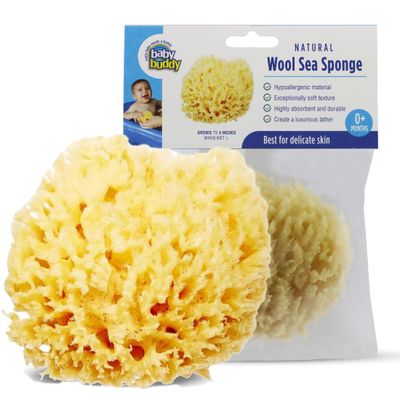 Baby Buddy Natural Wool Sea Sponge, Newborn Bath Time Essential, Ultra Soft for Delicate Skin, Hypoallergenic and Biodegradable, 1 Pack