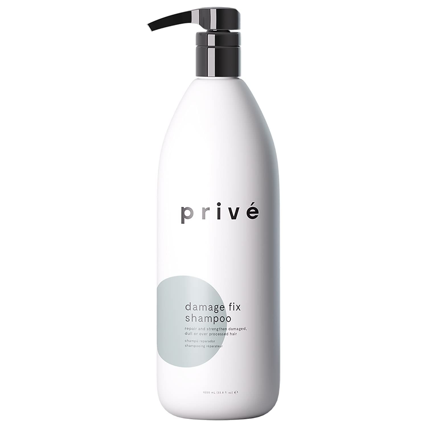 Prive Damage Fix Shampoo - Repair and Strengthen Damaged, Dull or Over Processed Hair from Within Natural Ingredients Vegan Cruelty-Free Color-Safe (33.8oz)