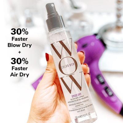 COLOR WOW Speed Dry Blow Dry Spray - Cut Blow Dry Time by 30% | Heat Protectant, Prevent Breakage | Cruelty-Free &amp; Gluten-Free