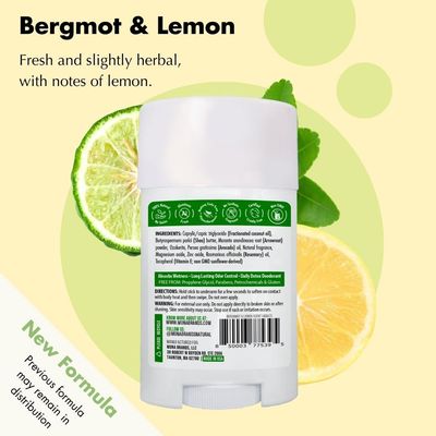 MONA BRANDS All Natural Deodorant For Women &amp; Men | For Sensitive Skin | No Aluminum or Baking Soda | (BERGAMOT LEMON 1.76 Oz)