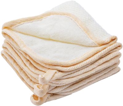 S&amp;T INC. Exfoliating Washcloths, Dual Sided for Face and Body Scrub Towel, 9.9 Inch x 9.9 Inch, Cream, 3 Pack