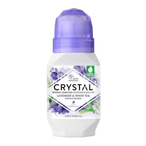 Crystal Mineral Deodorant Roll-On, Lavender &amp; White Tea, Purple, 2.25 Fl Oz
