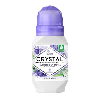 Crystal Mineral Deodorant Roll-On, Lavender &amp; White Tea, Purple, 2.25 Fl Oz