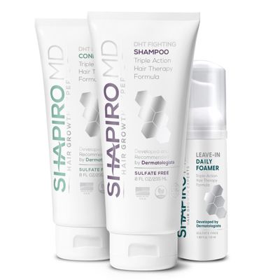 Shapiro MD Natural Hair Kit for Thicker, Fuller, Healthier Looking Hair - Including Shampoo, Conditioner, and Leave-In Daily Foam (1 Month Supply)