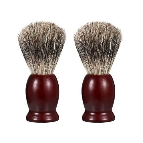 Vtrem 2 Pack Pure Badger Shaving Brush for Men with Hard Wood Handle Luxury Professional Shave Brush Tool for Wet Shave, Safety Razor
