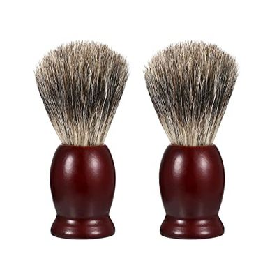 Vtrem 2 Pack Pure Badger Shaving Brush for Men with Hard Wood Handle Luxury Professional Shave Brush Tool for Wet Shave, Safety Razor