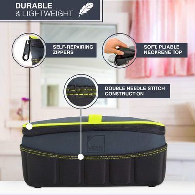 Lewis N. Clark Travelflex Toiletry Kit, Makeup Bag, Shower Caddy + Travel Organizer for Luggage, Carry-on or Suitcase, Classic Side Zip, Charcoal