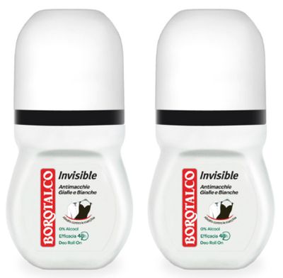 Borotalco:&quot;Invisible&quot; Anti-Stain Deodorant 1.69 Fluid Ounces (50ml) Deo Roll On (Pack of 2) [ Italian Import ]