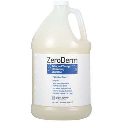 Ginger Lily Farms Botanicals ZeroDerm Advanced Therapy Moisturizing Shampoo for All Hair Types, 100% Vegan &amp; Cruelty-Free, Fragrance Free, 1 Gallon (128 Fl. Oz.) Refill