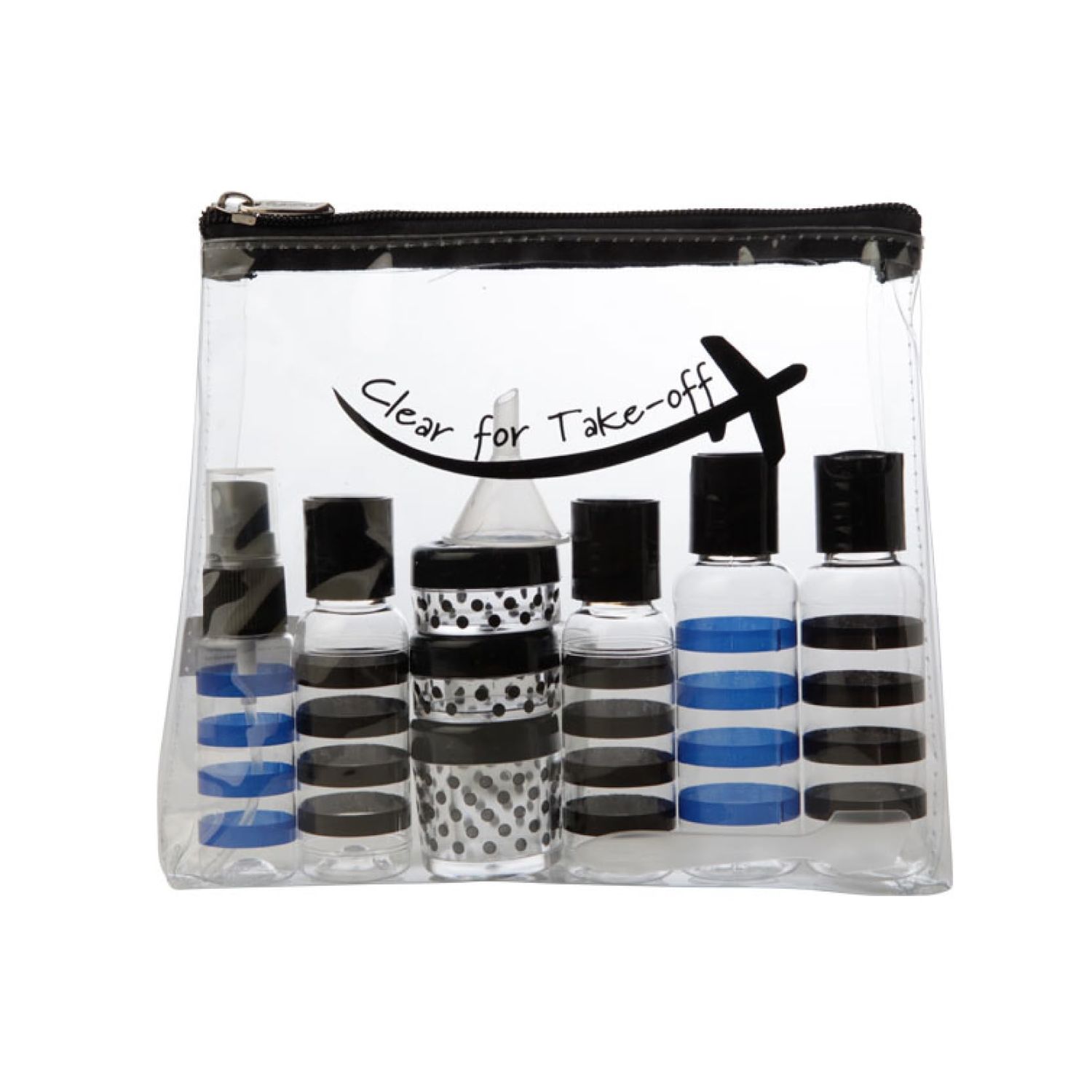 Miamica Women&#39;s Toiletry Kit, Black &amp; Blue, 12-Piece