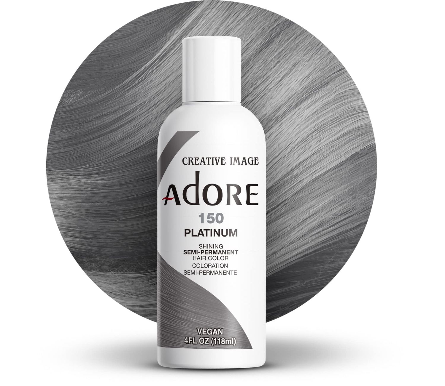 Adore Semi Permanent Hair Color - Vegan and Cruelty-Free Silver Hair Dye - 4 Fl Oz - 150 Platinum (Pack of 1)