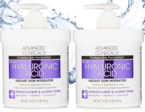Advanced Clinicals Hyaluronic Acid Body Lotion &amp; Face Moisturizer W/Vitamin E | Hydrating Dry Skin Firming Lotion Minimizes Look Of Wrinkles, Stretch Marks, &amp; Crepey Skin | Skin Care Products, 2pc