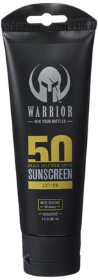 Warrior - Zinc Oxidize with Titanium Dioxide Sunscreen Face/body Mineral Lotion, Non-Greasy, Broad Spectrum, Water Resistant, Reef Safe Sunscreen, Pediatrician &amp; Dermatologist Tested, SPF50