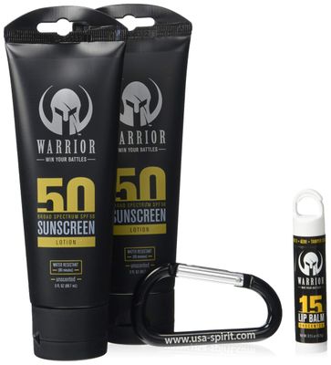 Warrior - Zinc Oxidize with Titanium Dioxide Sunscreen Face/body Mineral Lotion, Non-Greasy, Broad Spectrum, Water Resistant, Reef Safe Sunscreen, Pediatrician &amp; Dermatologist Tested, SPF50