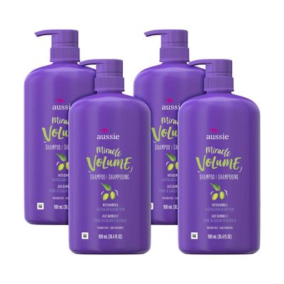 Aussie For Fine Hair Paraben-free Miracle Volume Shampoo With Plum &amp; Bamboo, (Pack of 4)