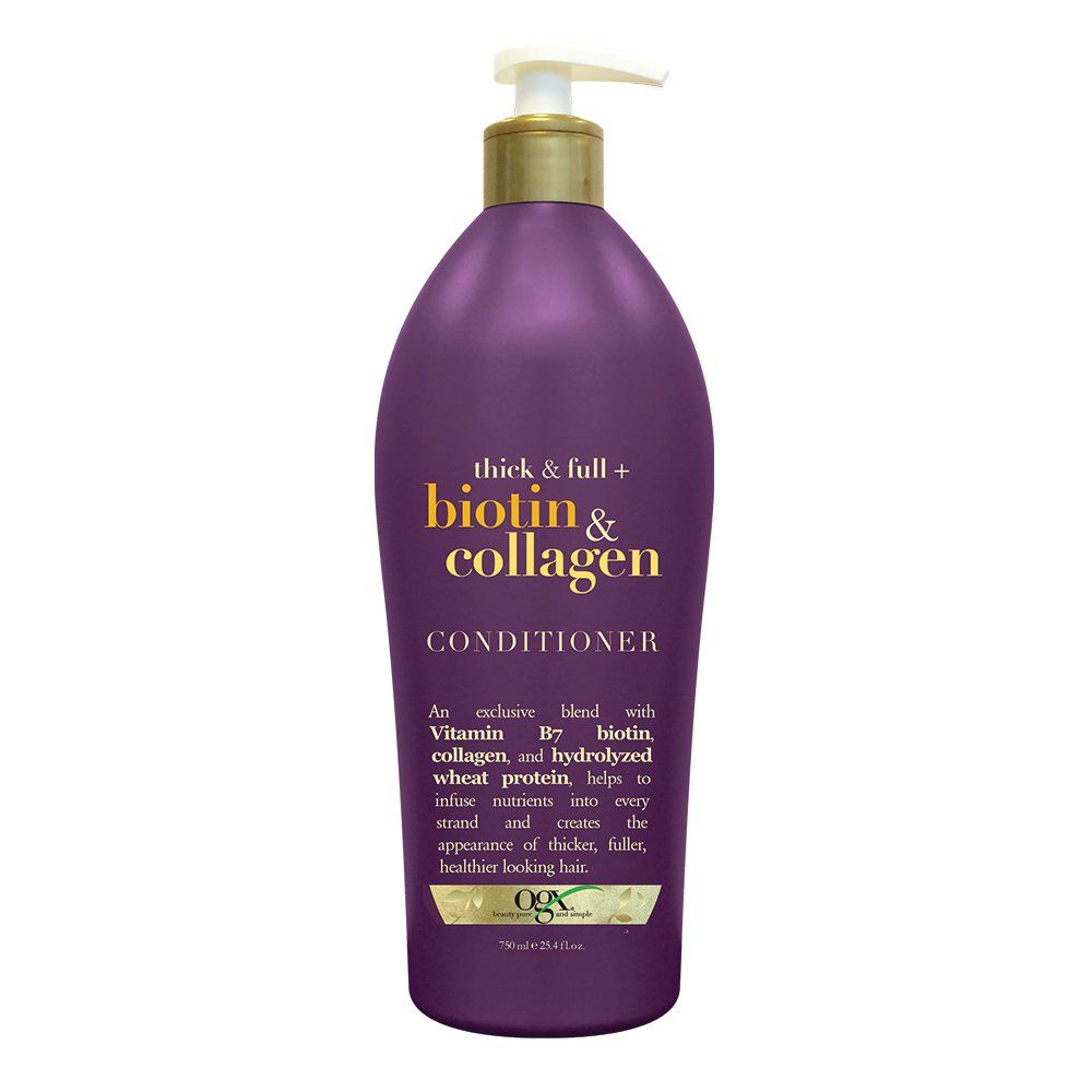 OGX Thick &amp; Full Biotin &amp; Collagen Conditioner, Salon Size 25.4 Ounce Bottle w/ Pump, Paraben Free Sulfate Free Sustainable Ingredients Nourishing and Strengthening