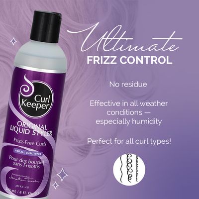 Original Curl Keeper Anti-Frizz Curl Defining Hair Styler (8 Oz) - Lightweight Curl Definer Liquid Gel for All Weather Conditions - Wavy &amp; Curly Hair Products for Women (Cream Alternative)