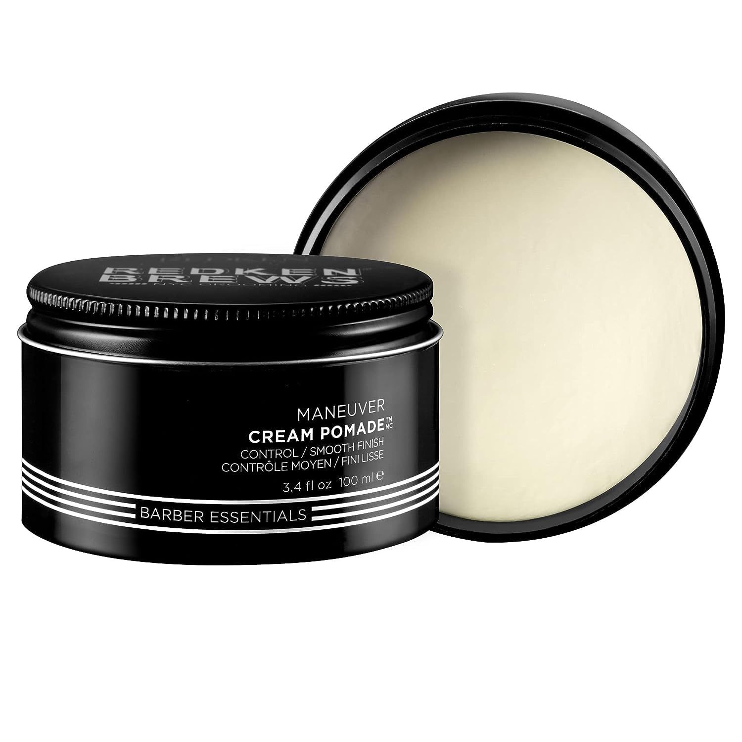 Redken Brews Cream Pomade For Men | Men&#39;s Hair Styling Pomade | Medium Hold | Natural, Smooth Finish With Low Shine | For All Men Hair Types | Water-Based Pomade | 3.4 Oz