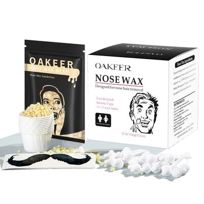 Oakeer Nose Wax Kit - 40 Sticks, Hair Remover for Men &amp; Women, Ears &amp; Nose, with 20 Paper Cups &amp; 100g Wax