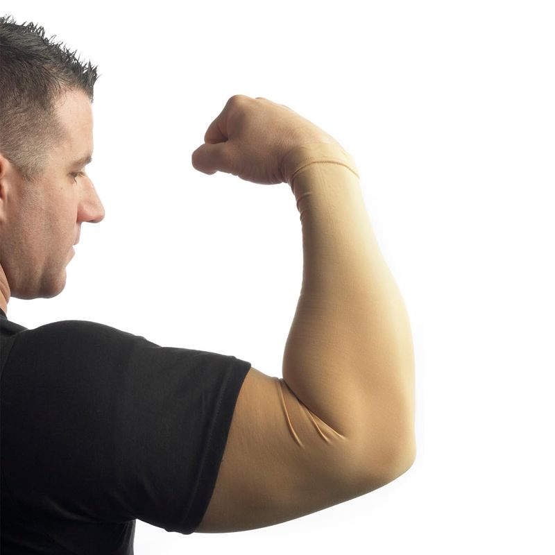 Tatjacket Tattoo Cover Up Concealer Sleeve, 2-PACK, Full Arm coverage, UPF 50 Protection, Slip Free, for Men &amp; Women (Unisex) LARGE, TAN