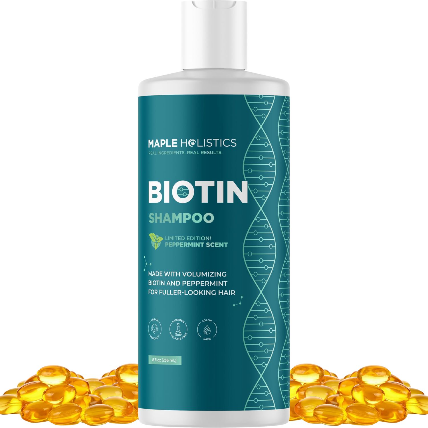 Volumizing Biotin Shampoo for Thinning Hair - Thin Hair Shampoo with Peppermint Argan and Essential Oils for Hair Care - Vegan Sulfate Free Shampoo for Damaged Dry Hair Paraben and Cruelty Free (Mint)