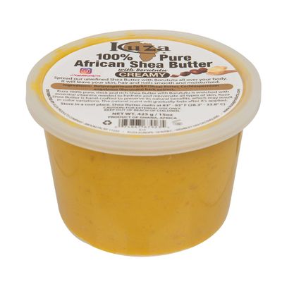 Kuza 100% Pure African Shea Butter with Borututu, Yellow Creamy - 15oz. - Moisturizer for Hair, Skin &amp; Nails