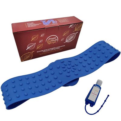 Silicone Bath Body Brush - Extra Long Shower Exfoliating Body Scrubber for Adults &amp; Kids - Foot Scrub &amp; Skin Invigoration -31.5in Long - Includes Free Travel Accessory (Blue)