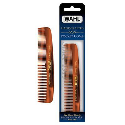 Wahl Beard, Mustache, &amp; Hair Pocket Comb for Men&#39;s Grooming - Handcrafted &amp; Hand Cut with Cellulose Acetate - Smooth, Rounded Tapered Teeth - Model 3324