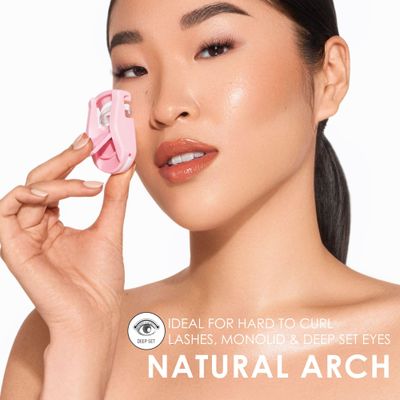 JAPONESQUE Travel Eyelash Curler, Pink - Plastic Eyelash Curlers for Travel Makeup, Go Curl Lash Curler with Bonus Replacement Lash Pad - 1 Pack