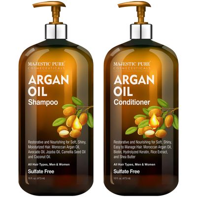 MAJESTIC PURE Argan Oil Shampoo and Conditioner Set | Nourishing &amp; promotes Soft and Silky Hair | Sulfate Free | For All Hair Types, Men and Women - 2 x 16 fl oz