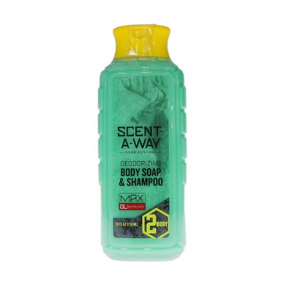 Hunters Specialties Scent-A-Way MAX Liquid Body Soap &amp; Shampoo - Hunting Odorless Green Soap Scent Eliminator for Hunters, Trappers, Anglers, and Campers - 24 OZ